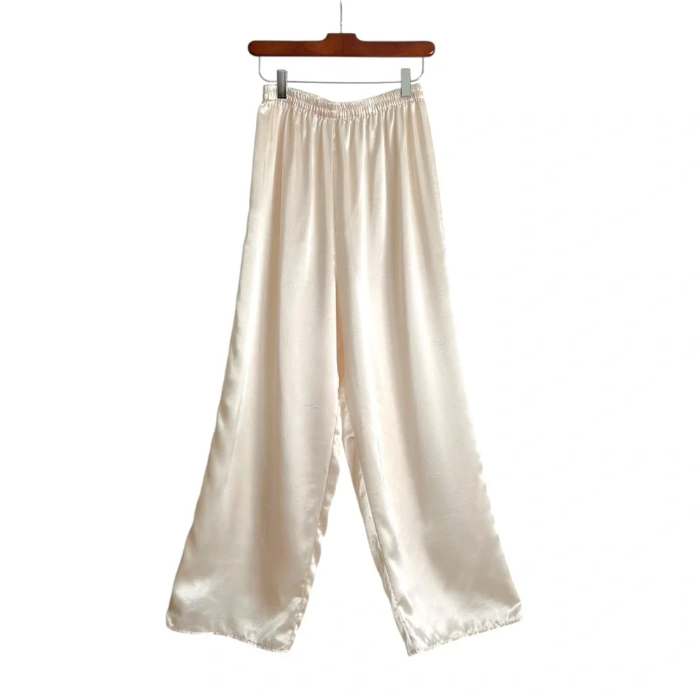 VICTORIA’S SECRET‎ Gold Label Champagne Satin Lounge Pants Wide Leg Hostess M